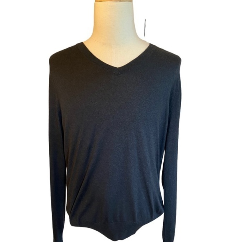 Banana Republic mens navy v neck sweater cashmere and silk blend